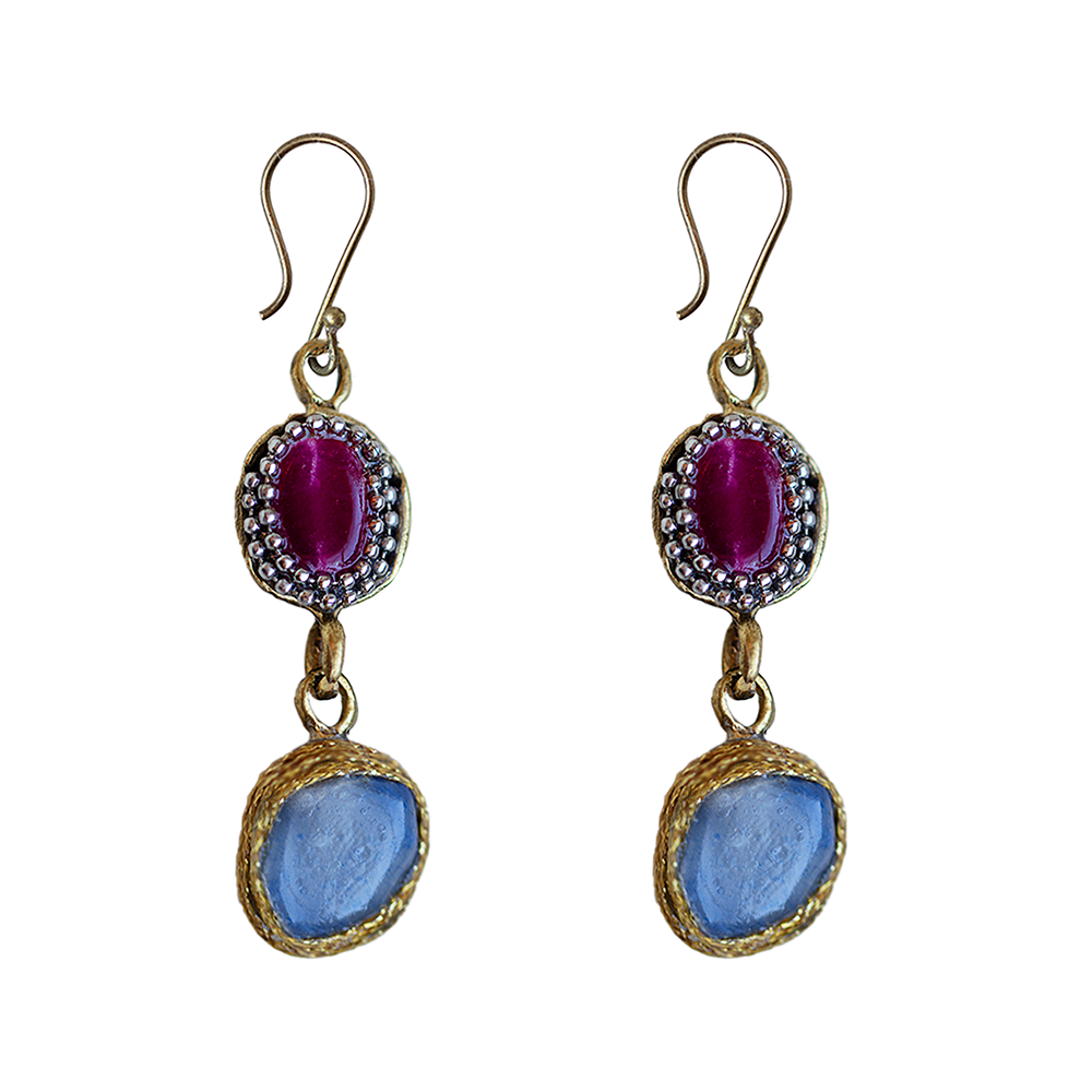 Ohrring FOLUR, col. gold, rot, blau