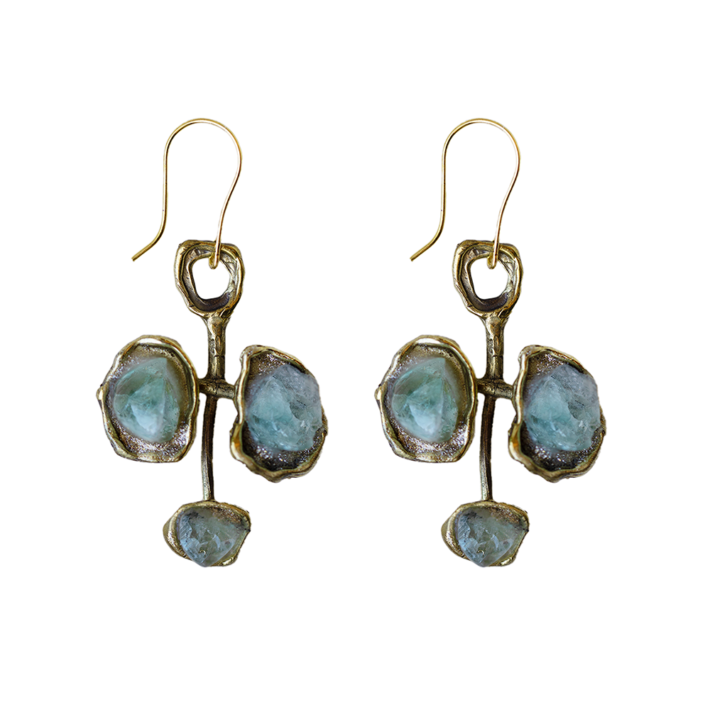 Ohrring FIVES, col. gold & grün