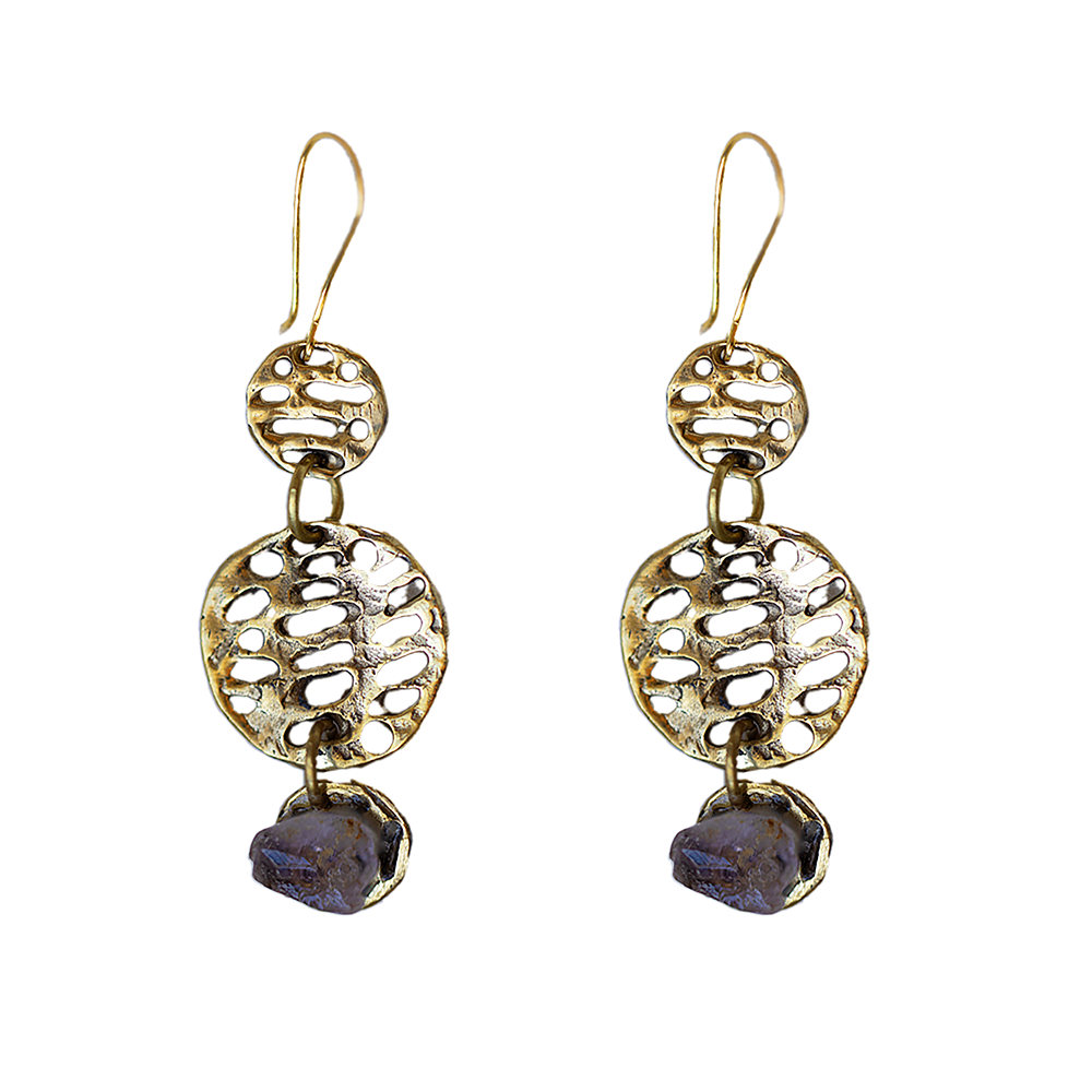 Ohrring OLUM, col. gold & lila