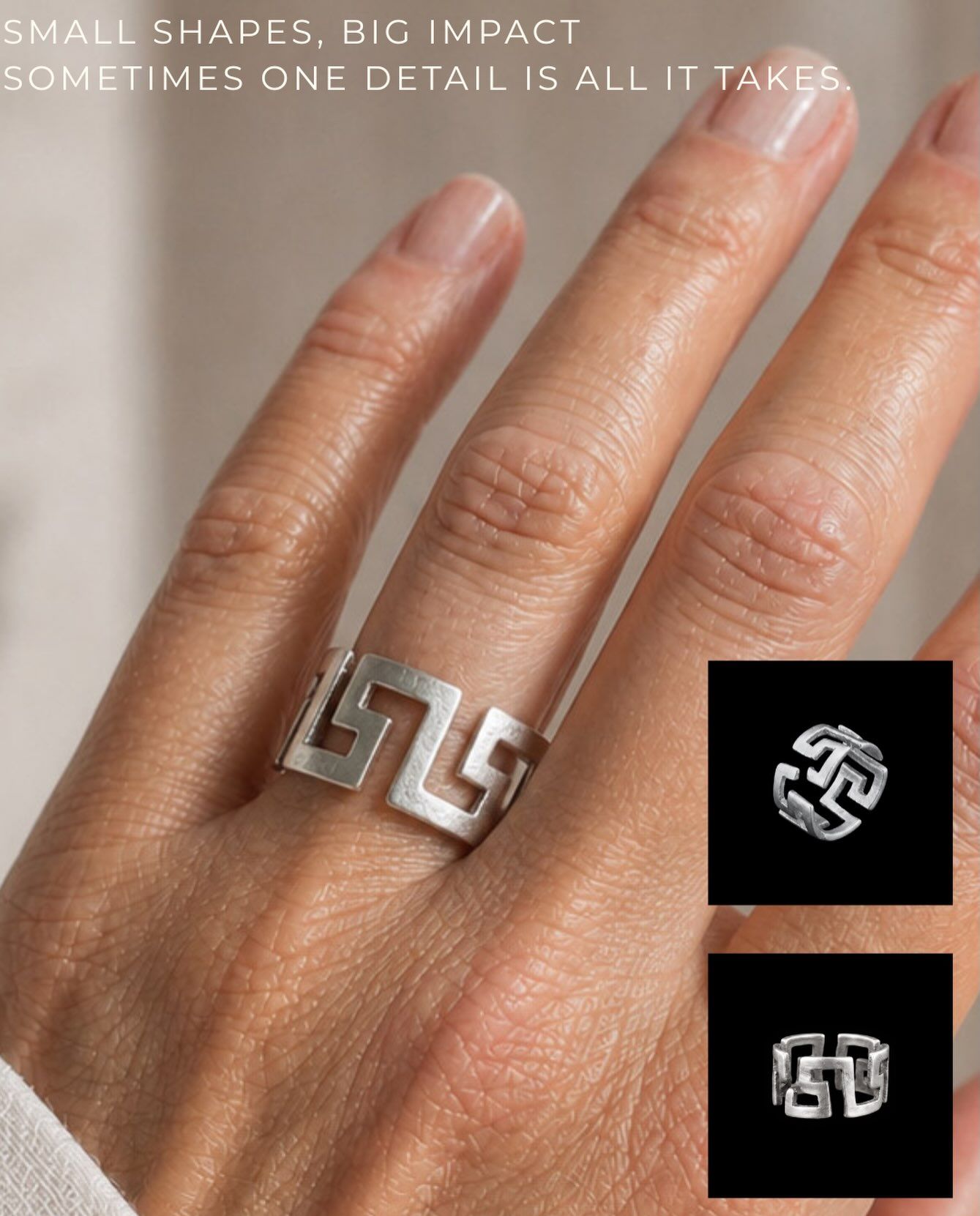 SMALL SHAPES, BIG IMPACT
a geometric line, cut clean and worn bold

👉🏼 Ring LUMIREA, new in our online store