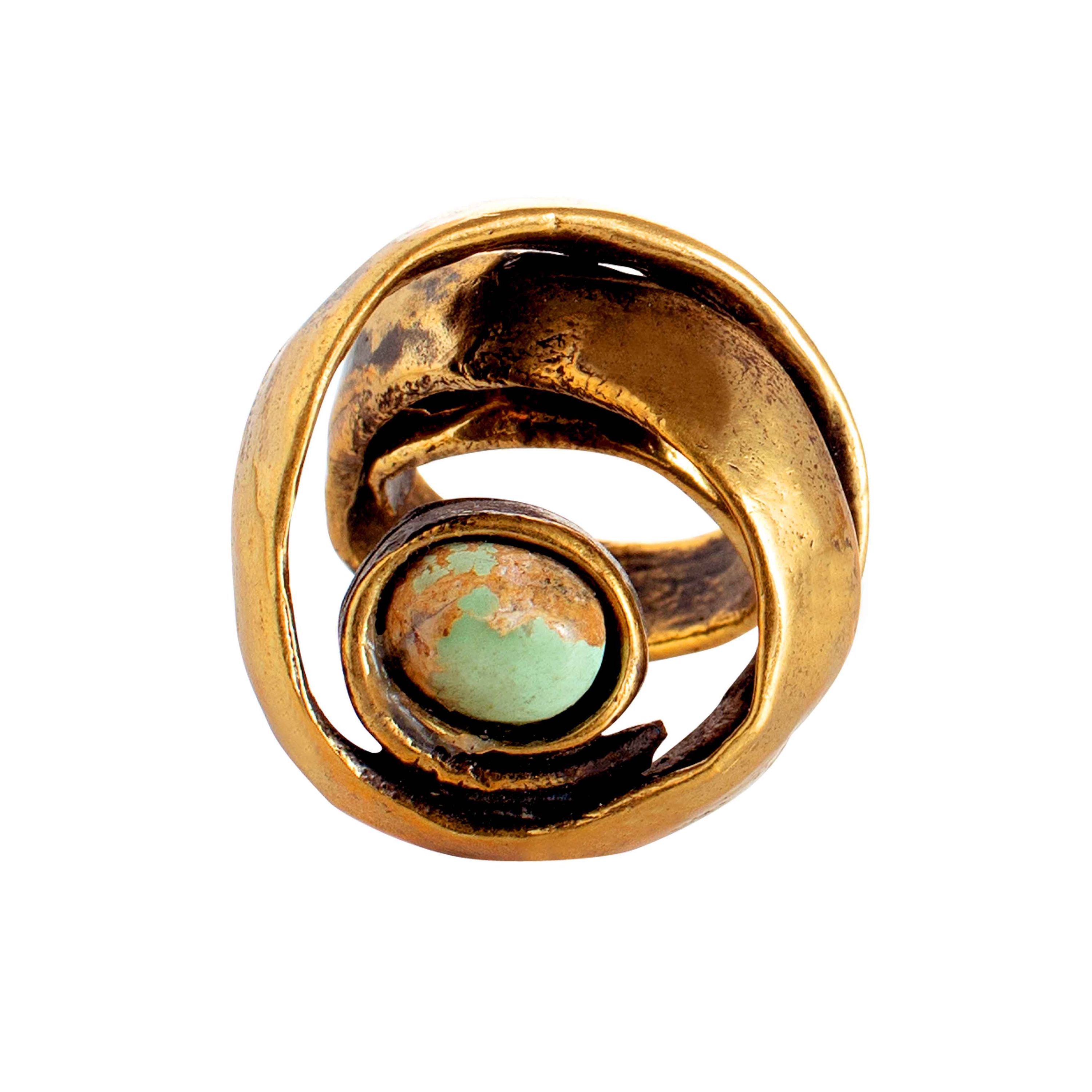 Ring TARNEY, col. gold & stone, Gr.M/L