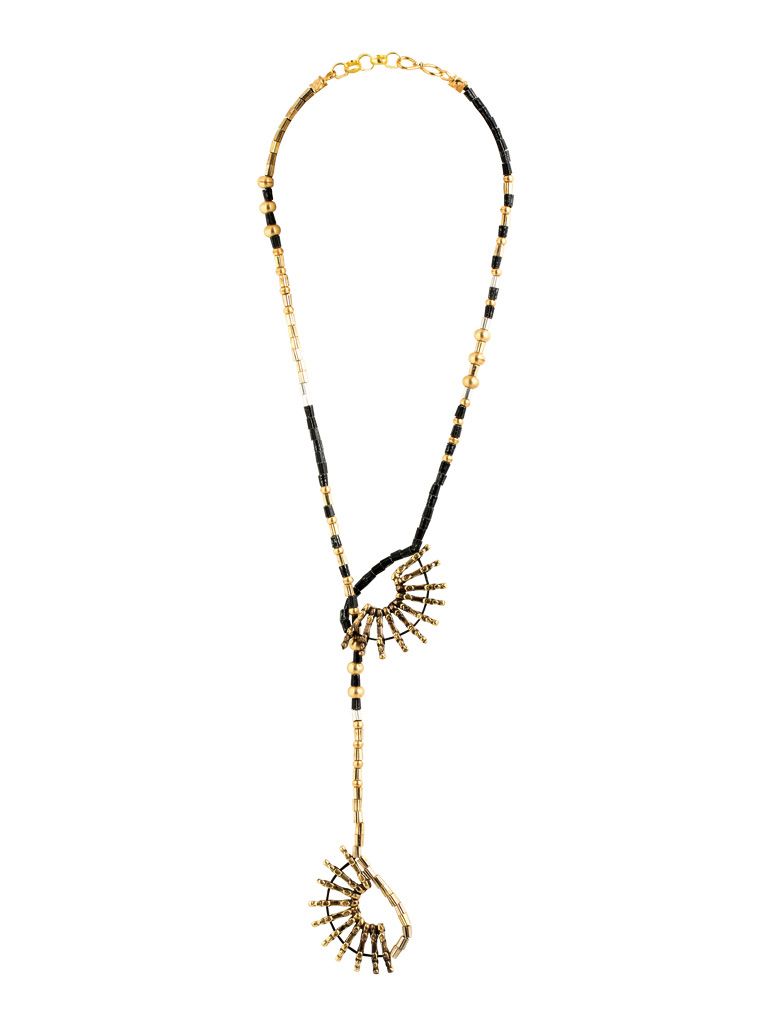 Necklace KAIKE, col. gold & dark grey