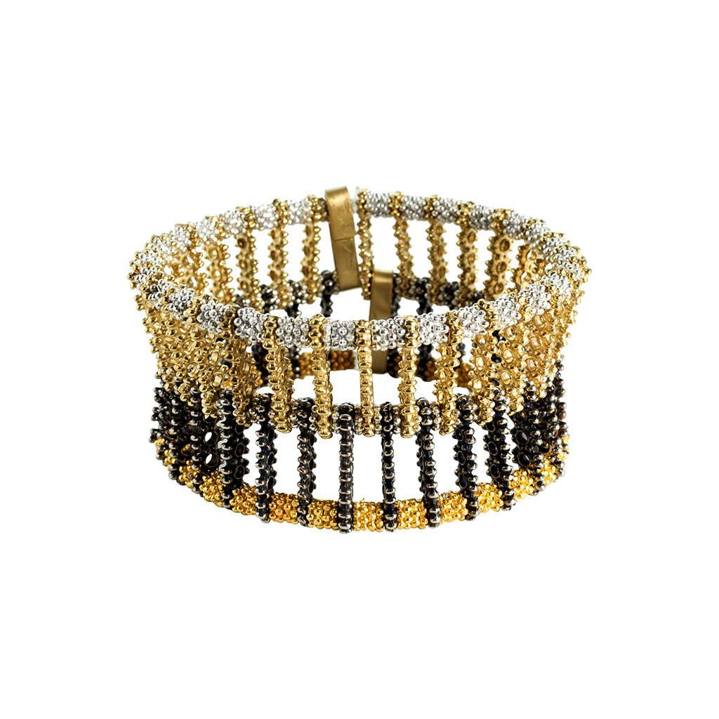 AVANA bangle, col. gold & silver & black
