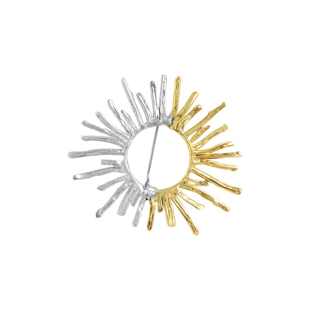 Brosche PAYU, col. silber & gold